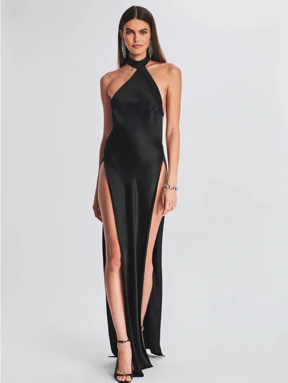Retrofete Backless High-Slit Formal Evening Dress